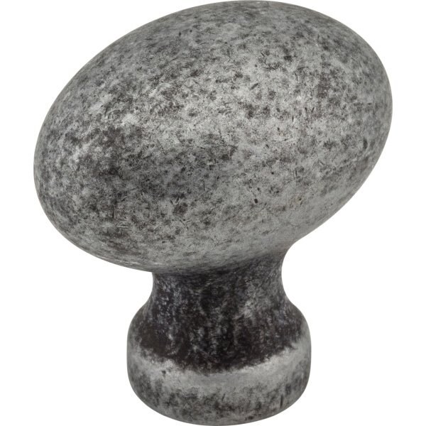 Jeffrey Alexander 1-3/16" Overall Length Distressed Antique Silver Football Bordeaux Cabinet Knob 3990-SIM - main